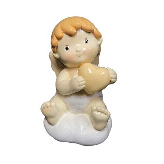 Baby In A Diaper Holding A Heart Figurine