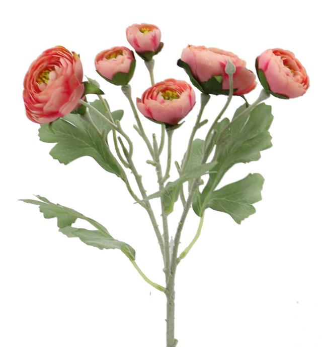 AI-FL4092SAL_Q01 Salmon Pink Ranunculus Spray Artificial Flower