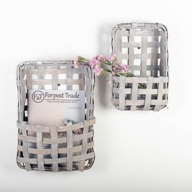 FP-MAC-146 Washed Gray Hanging Willow Wall Baskets