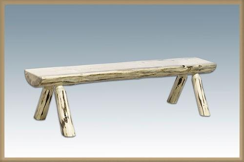 4 ft. Montana Half Log Bench with Back & Arms - Clear Lacquer