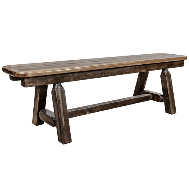 5 ft. Homestead Plank Style Bench&#44; Stain & Clear Lacquer - 18 x 60 x 18 in.