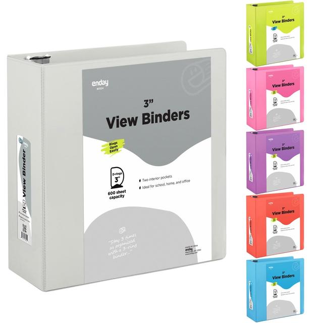 No.0524 3 in. Slant-D Ring View Binder with 2 Pockets, Gray - Pack of 12