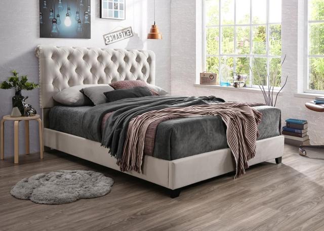 Myco Furniture  84 x 80 x 56 in. Kimberly Scalloped King Size Bed, Champagne