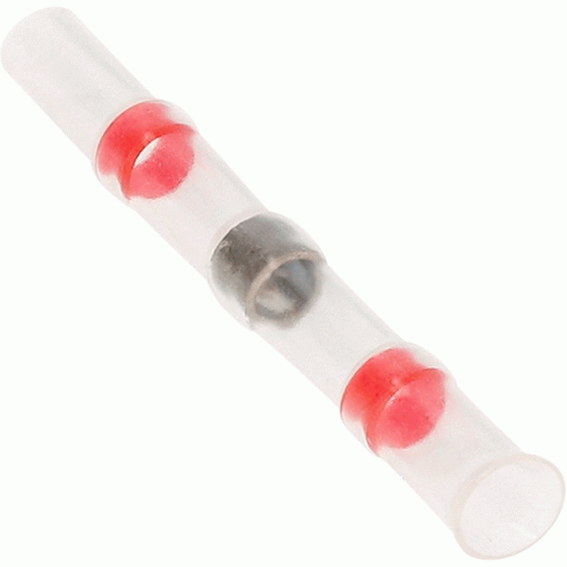 22-18 Gauge Heat Shrink Red Butt Connector with Solder - Pack of 10