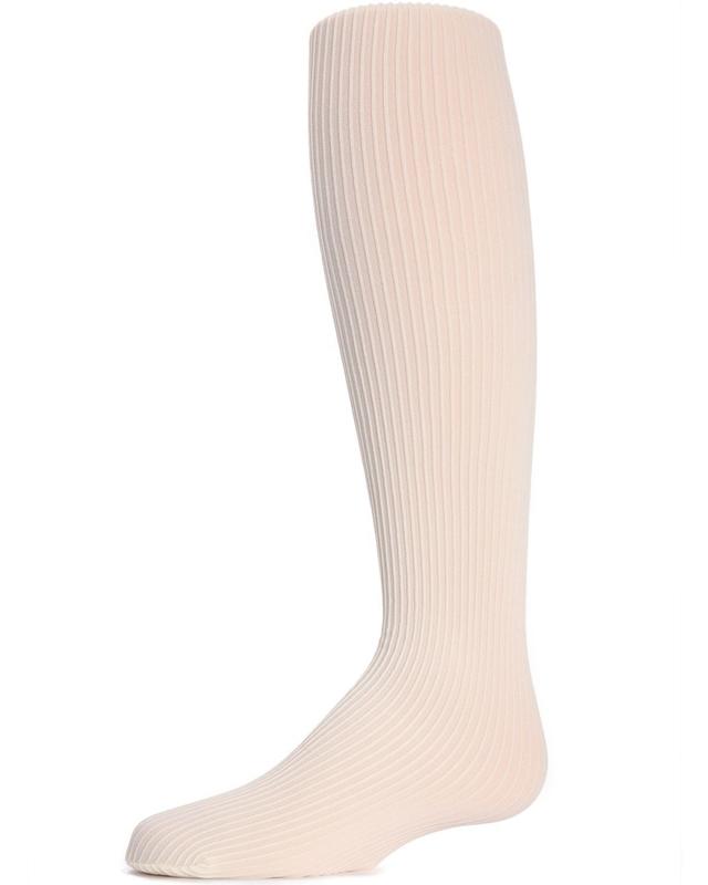 MK-209-11700-C Textured Toes Girls Ribbed Tights, Winter White - Size C