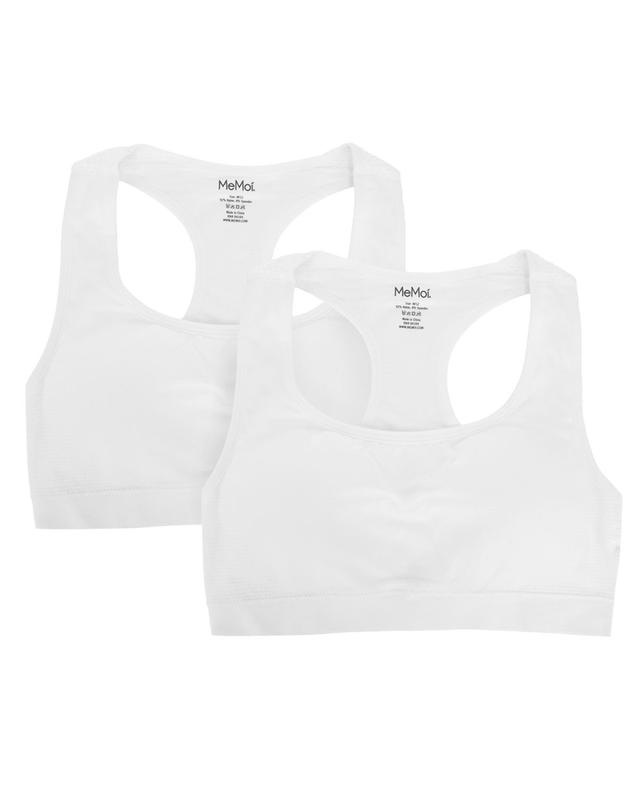 Racerback Sports Training Bra for Womens, White - Large - 14 - Pack of 2