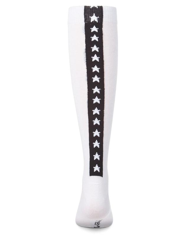 MKF-7157-00001-12 Girls Star Backed Knee High Socks, Black - Size 12
