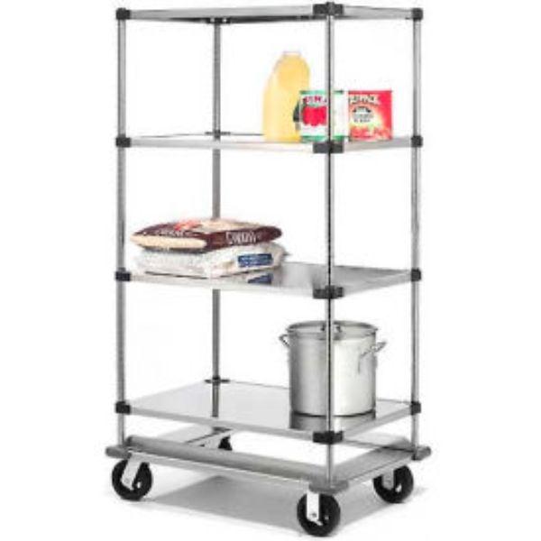 Global Industrial 987462 48 x 18 x 81 in. 1600 lbs Nexel Stainless Steel Shelf Truck with Dolly Base