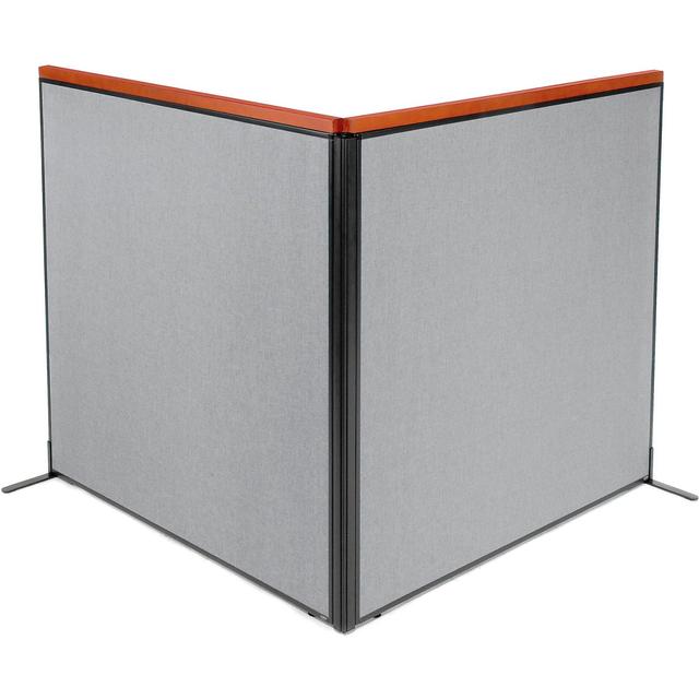 Interion Deluxe Freestanding 2-Panel Corner Room Divider&#44; Gray - 60.25 x 61.5 in.