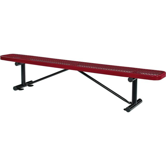 8 ft. Outdoor Steel Flat Bench with Expanded Metal - Red