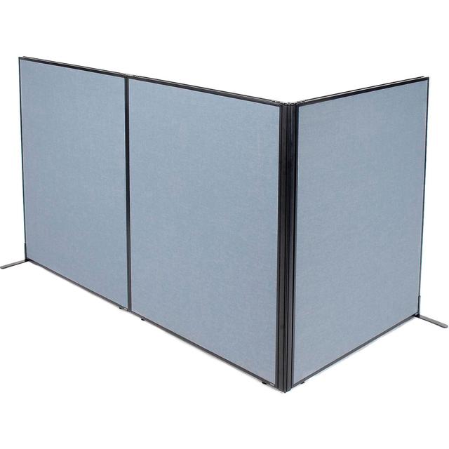 Global Industrial 695053BL Interion Freestanding 3-Panel Corner Room Divider&#44; Blue - 48.25 x 60 in.