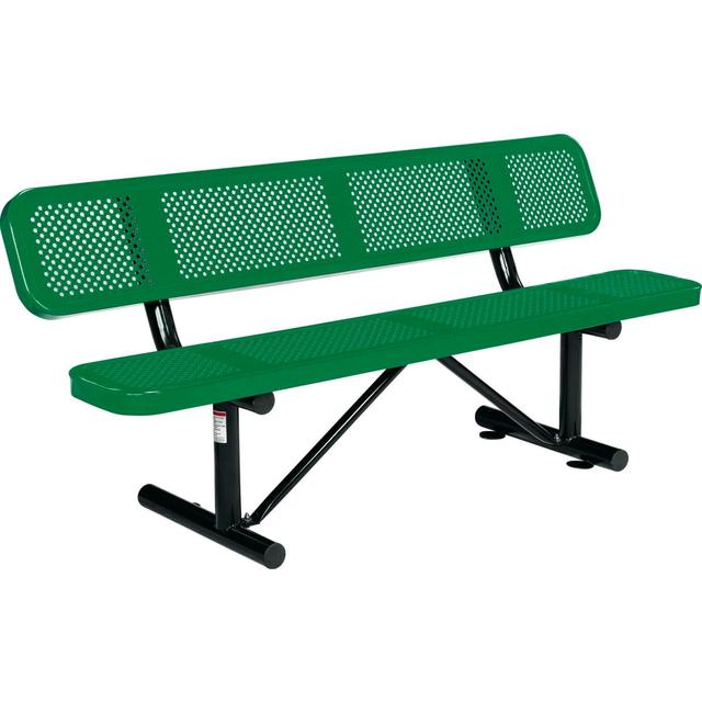 6 ft. Outdoor Steel Picnic Bench with Backrest & Perforated Metal - Green