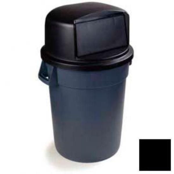B642179 32 gal Bronco Round Waste Container Dome Lid with Hinged Door - Black