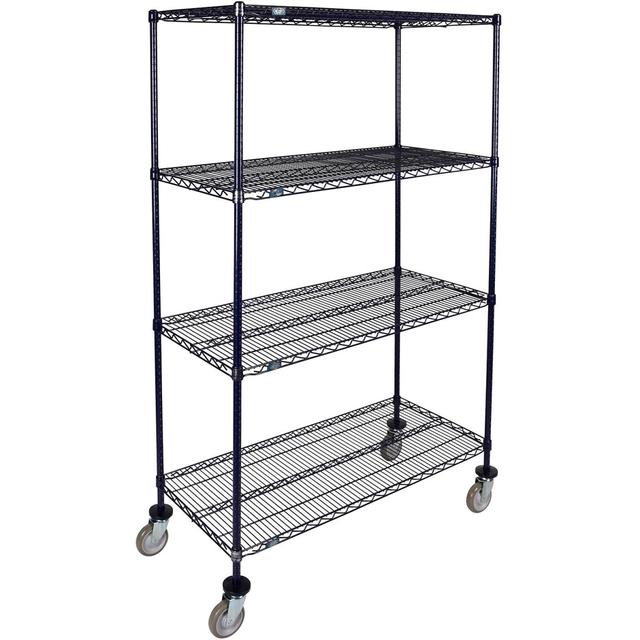 Global Industrial C14307PN4 Nexel 4 Shelf Truck, Nexelon 30 x 14 x 80 in. - Polyurethane Swivel Casters - Blue