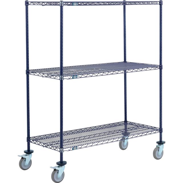 Global Industrial C18426PNB3 Nexel 3 Shelf Truck&#44; Nexelon 42 x 18 x 69 in. - Polyurethane Swivel Casters 2 Brake - Blue