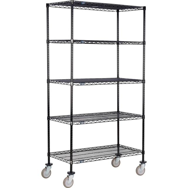 Global Industrial C18725PB5 Nexel 5 Shelf Truck, Black Epoxy 72 x 18 x 60 in. - Polyurethane Swivel Casters - Black