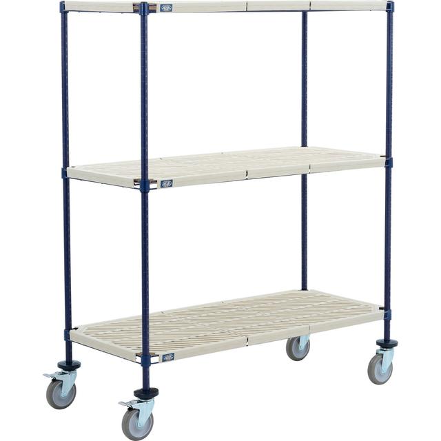 Global Industrial C24486PPMB3 Nexel 3 Shelf Truck, Nexelite 48 x 24 x 69 in. - Polyurethane Swivel Casters 2 Brake - Beige & Blue