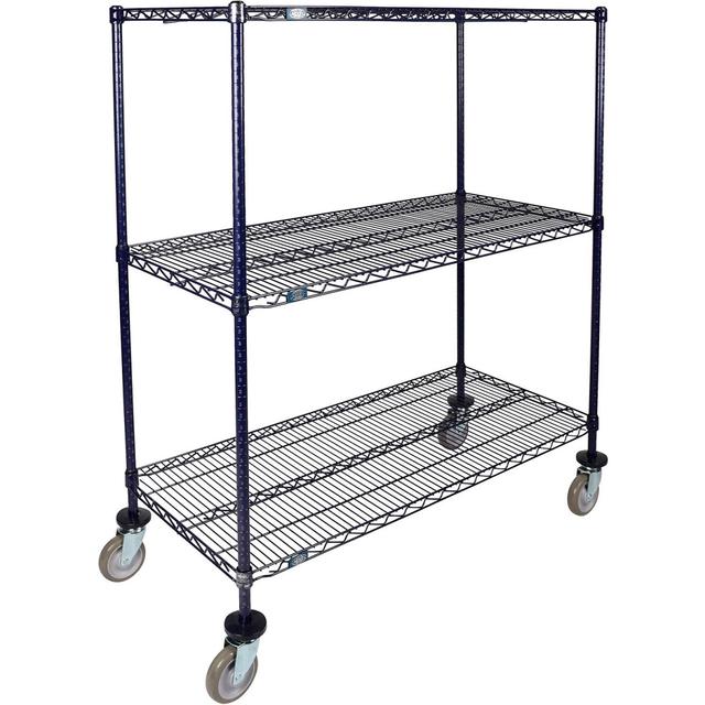 Global Industrial C24727PN3 Nexel 3 Shelf Truck&#44; Nexelon 72 x 24 x 80 in. - Polyurethane Swivel Casters - Blue