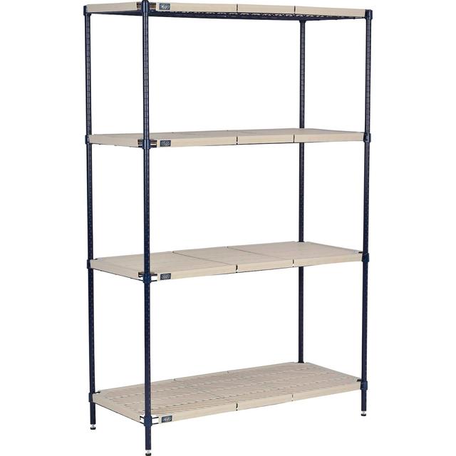 Global Industrial PM21485N Nexel Nexelite 4 Shelf Vented Plastic Mat Shelving Unit Starter, Tan - 48 x 21 x 54 in.
