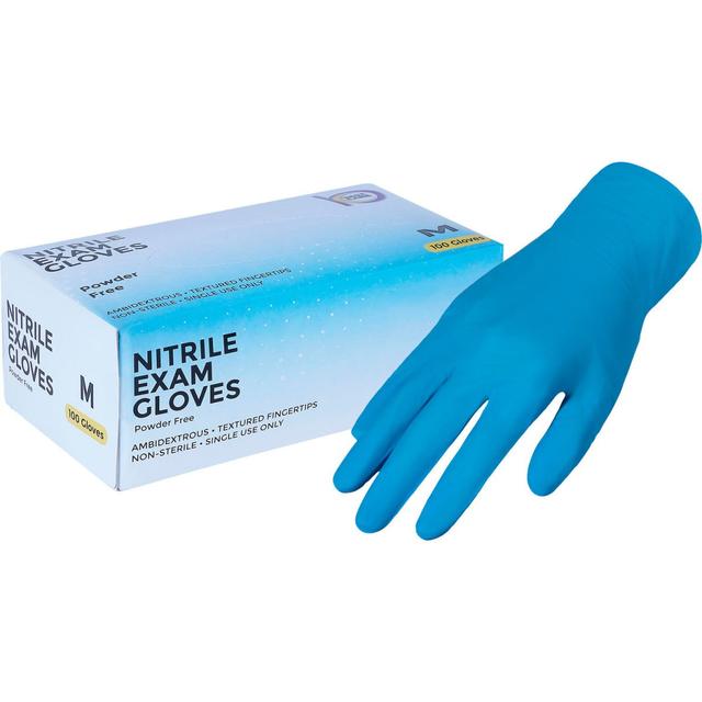 708564M Exam Rated Nitrile Disposable Gloves 4 mil - Blue - Medium - Box of 100