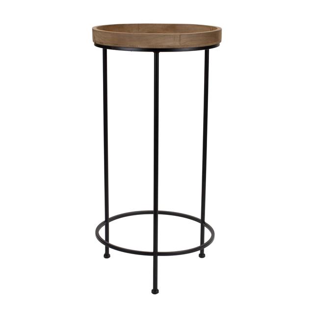 14 in. Black & Brown Solid Wood Round End Table - Set of 3