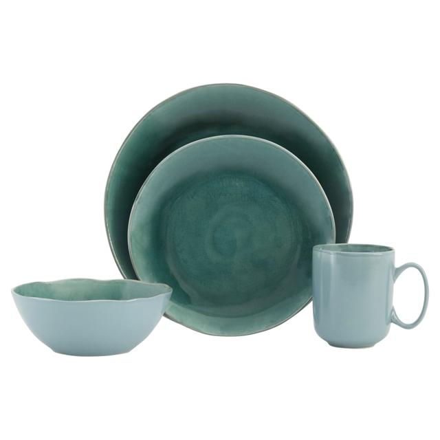 534540 Ceramic Service for Four Dinnerware Set, Green - 16 Piece