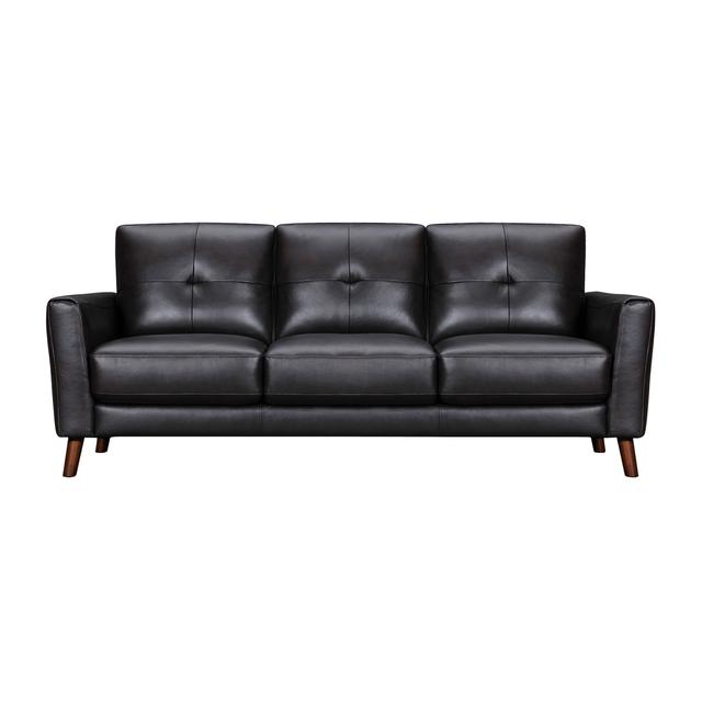 546416 35 x 82 x 37 in. Black & Brown Tufted Leather Sofa