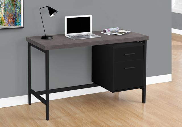 30 in. Black Particle Board & Grey Metal Computer Desk