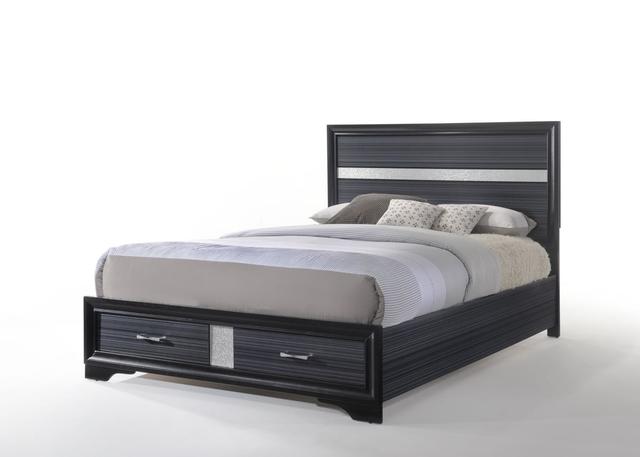 63 x 84 x 50 in. Black Wood Queen Bed with Storage