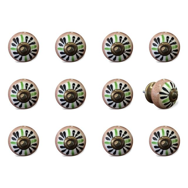 Multi Color Ceramic & Metal Knob&#44; 1.5 x 1.5 x 1.5 in. - Pack of 12
