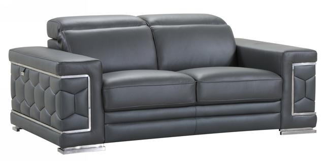 Dark Gray Sturdy Leather Loveseat, 29 x 71 x 41 in.