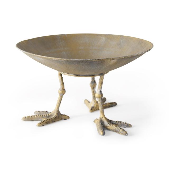 7 x 12.75 x 12.75 in. Antiqued Gold Webbed Feet Centerpiece Bowl