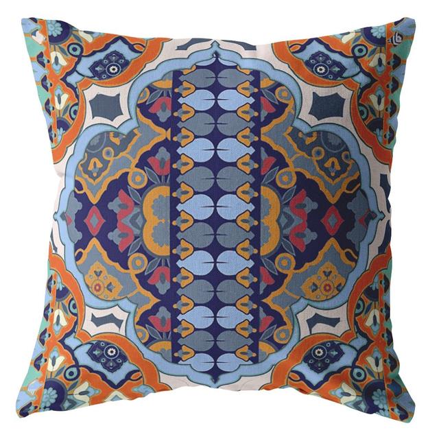 410752 18 in. Boho Zippered Suede Throw Pillow&#44; Orange & Blue