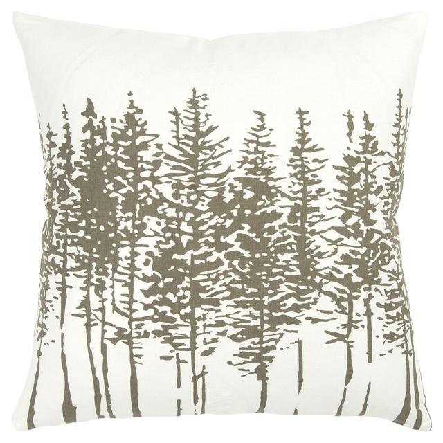 403142 Grove of Trees Down Throw Pillow, Grey & Ivory