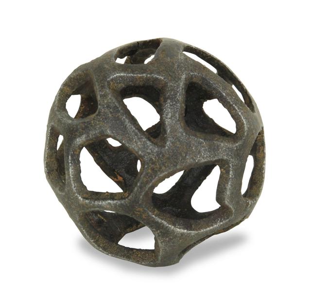483245 4 in. Natural Black Cast Iron Abstract Decorative Orb