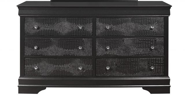 58 in. Solid Wood Six Drawer Double Dresser&#44; Metallic Grey