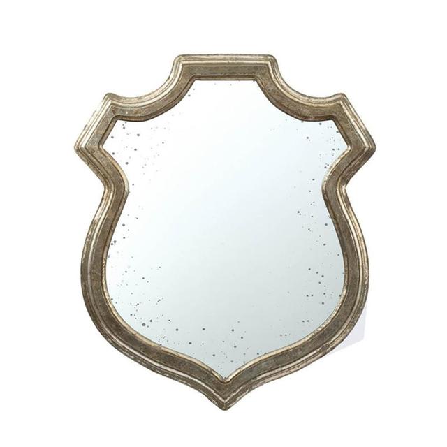 23.5 x 20 x 0.7 in. Distressed Metallic Crest Shape Wall Mounted Accent Mirror with Framed