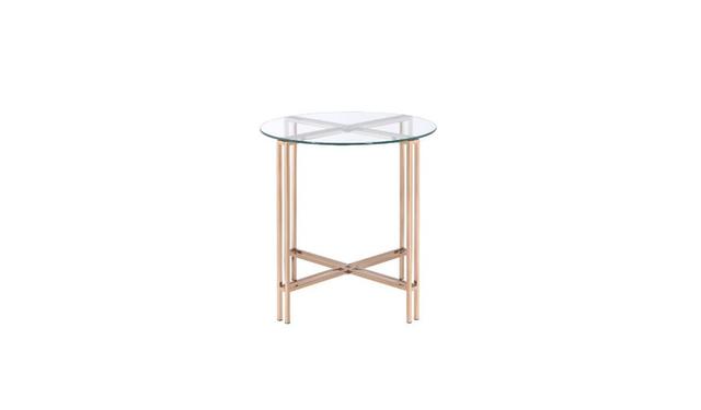 24 x 23 x 23 in. Champagne & Clear Glass & Metal Round End Table