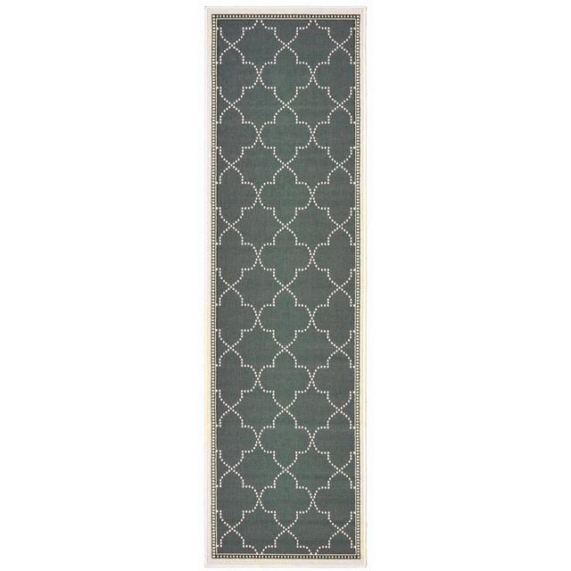 507050 2 x 8 ft. Gray Geometric Stain Resistant Indoor & Outdoor Rectangle Area Rug