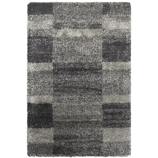 507874 6 x 9 ft. Charcoal Silver & Gray Geometric Shag Power Loom Stain Resistant Rectangle Area Rug