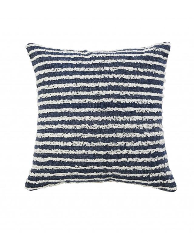 4 x 20 x 20 in. Blue Striped Zippered 100 Percent Cotton Throw Pillow - Set of 2