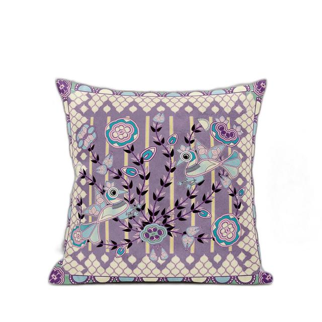 5 x 16 x 16 in. Muted Yellow Bird Blown Seam Floral Indoor & Outdoor Throw Pillow