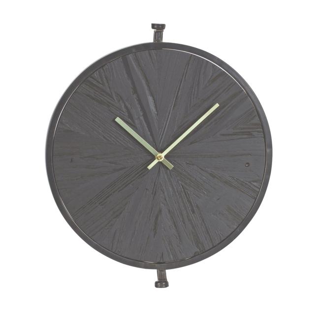516216 2 in. Circle Black Solid Wood Analog Wall Clock