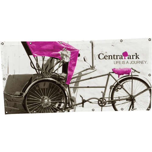 8 x 2 ft. Display Poly Single Sided Hanging Banner - Hemmed with No. 3 Grommet