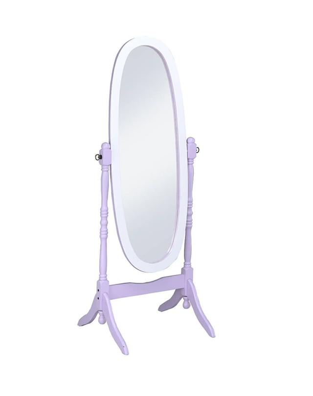 N4001-PURP-WH 59.25 in. Purple & White Oval Cheval Standing Mirror