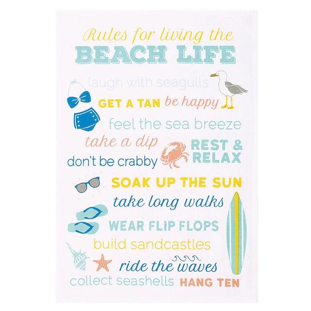 18 x 25 in. Rules for Living The Beach Life Printed Kitchen Towel