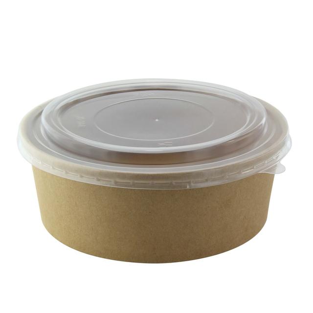 210PCP1100K 40 oz Round Kraft Salad Bucket with PP Lid, Brown