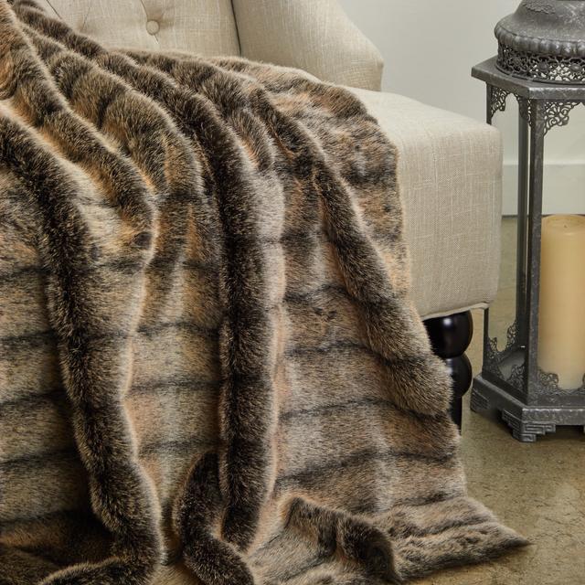 Frost Mink Faux Fur Luxury Throw Blanket&#44; Dark Brown - Queen