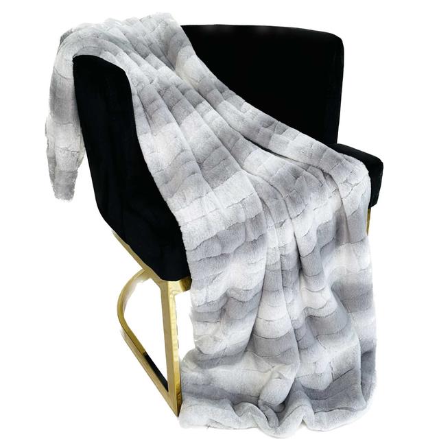 102 x 116 in. Furever Faux Fur Luxury Throw Blanket&#44; Gray & Silver