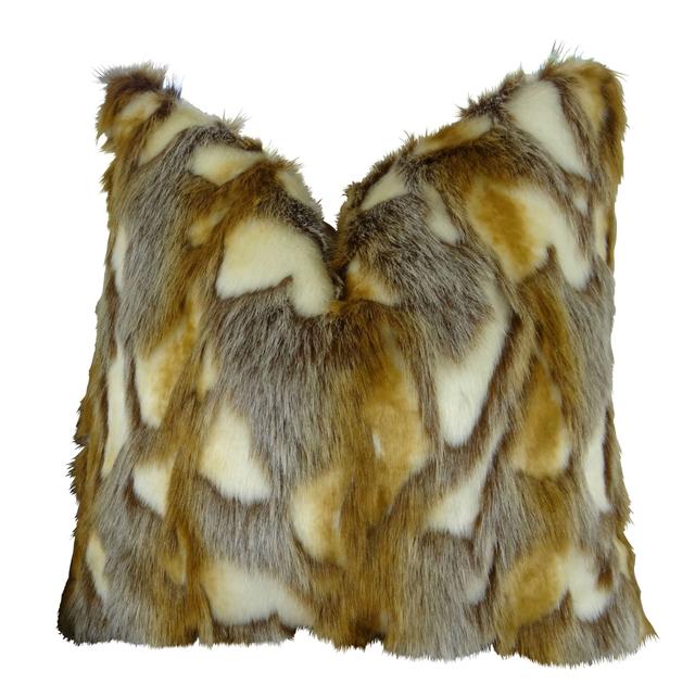 Brandy Fox Handmade Throw Pillow - Light - Brown - Gold & White - 18 x 18 in.